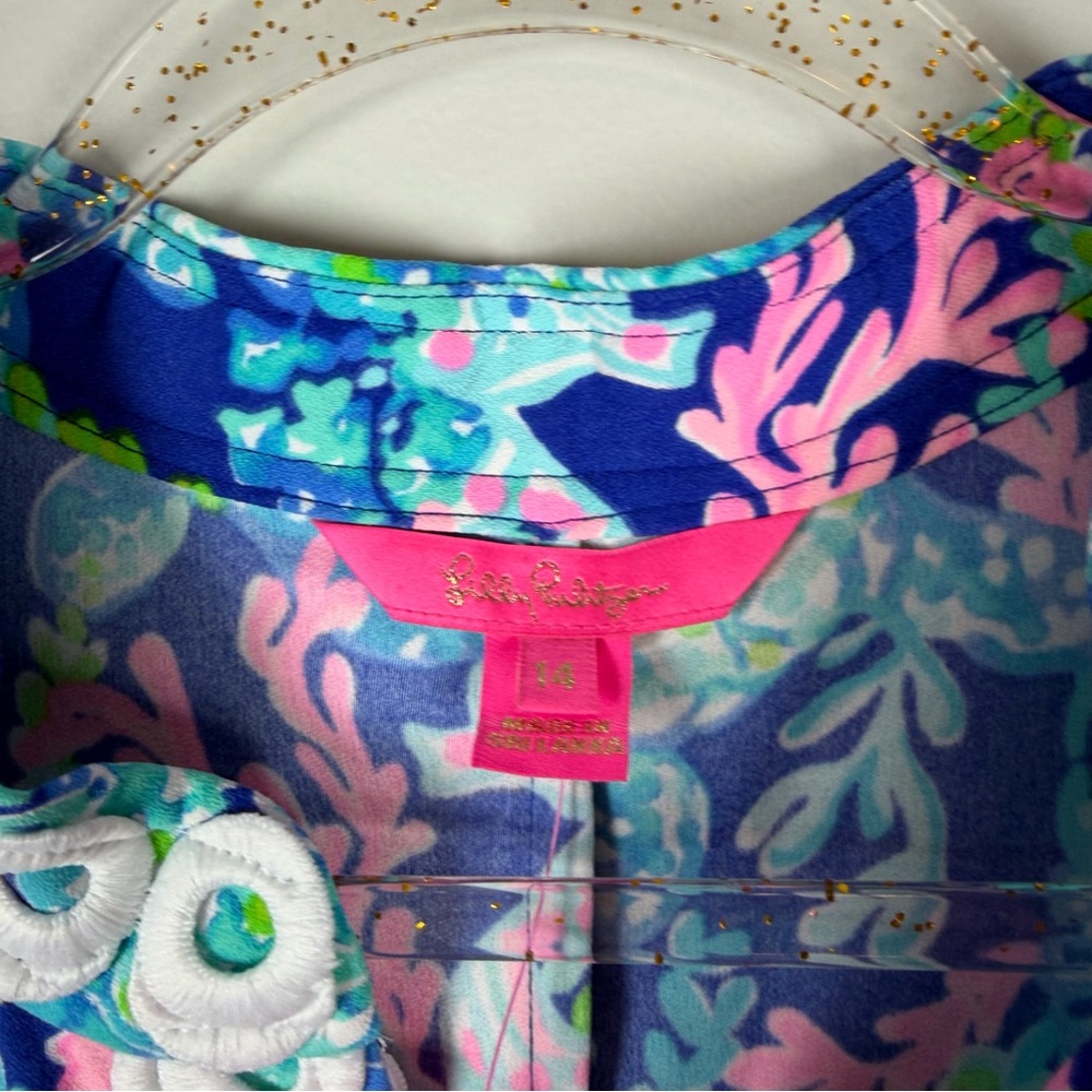NWT Lilly Pulitzer Jane Shift Dress Turtle Villa CORSICA BLUE Size 14 Beach - Picture 6 of 14